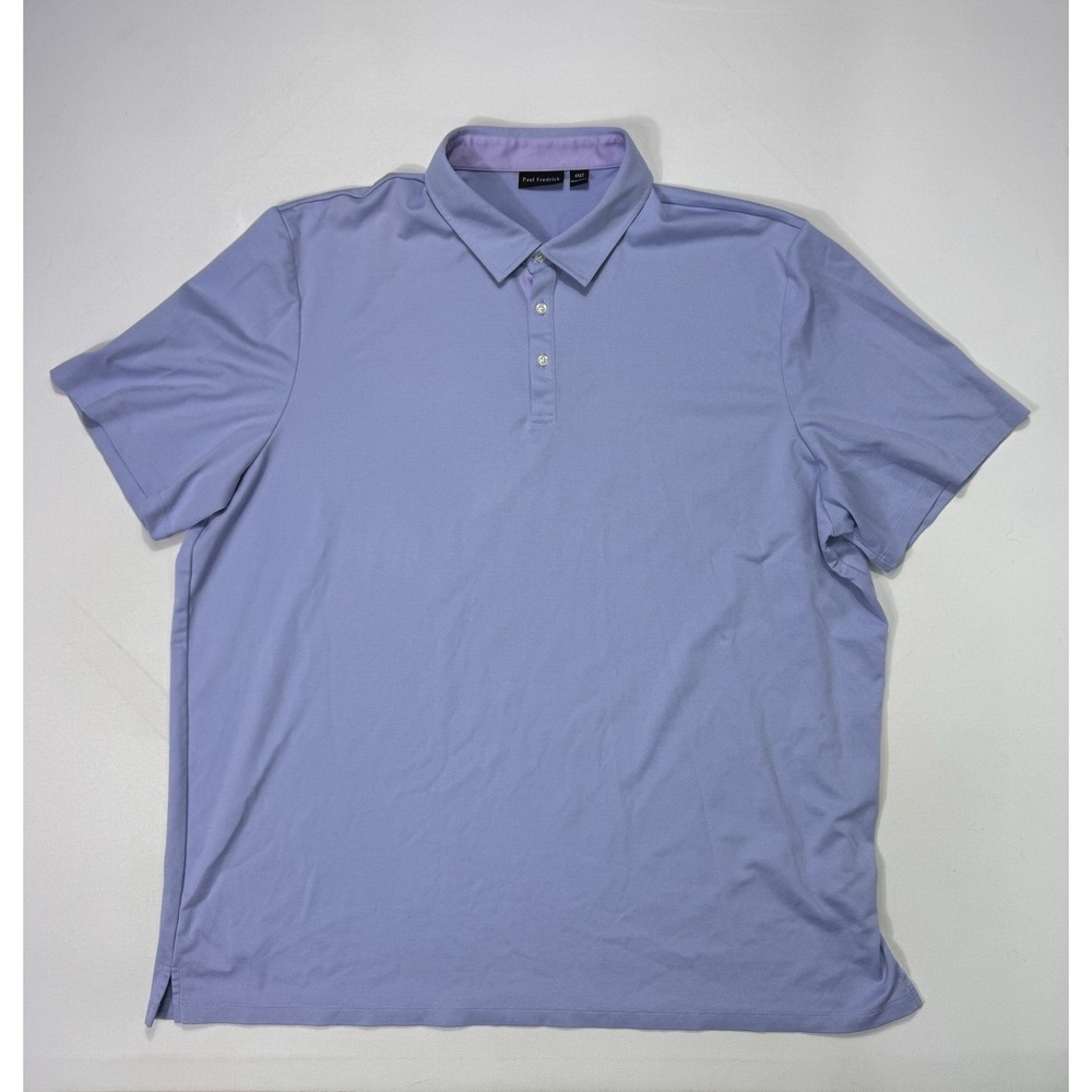 Paul Fredrick Polo Shirt Mens 4XLT Blue Cotton Blend Knit Classic Casual Golf